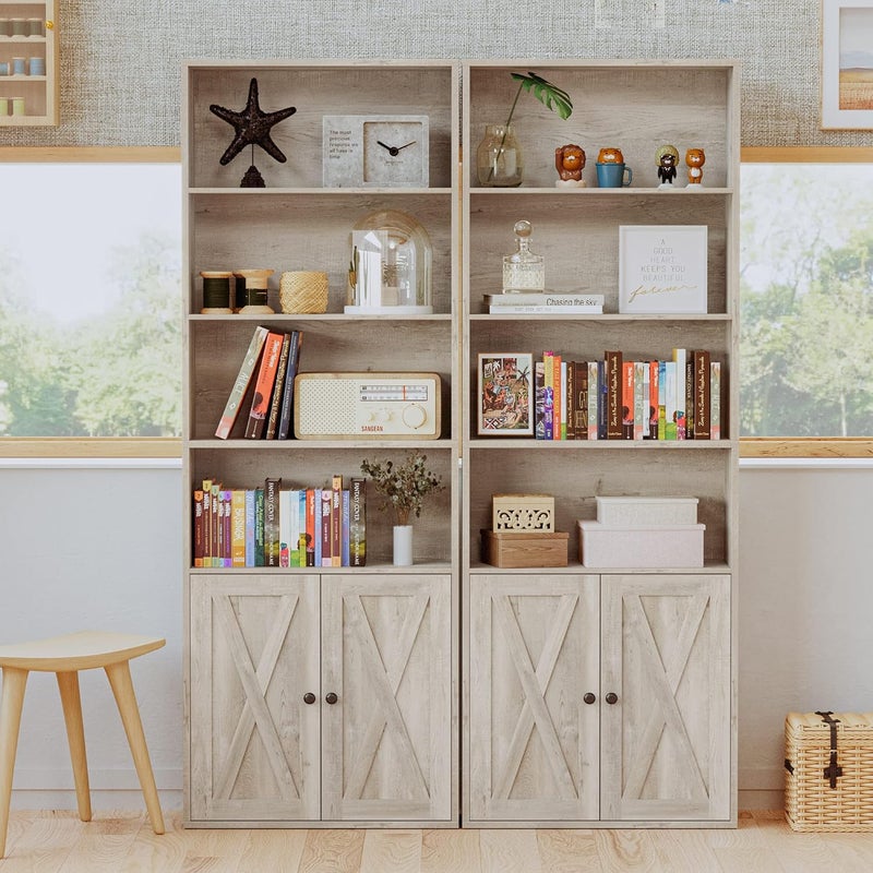 IRONCK Industrial Bookshelves and Bookcases with Doors Floor Standing 6 Shelf Display Storage Shelves 70 in Tall Bookcase for Home Office, Living Room - Image 2